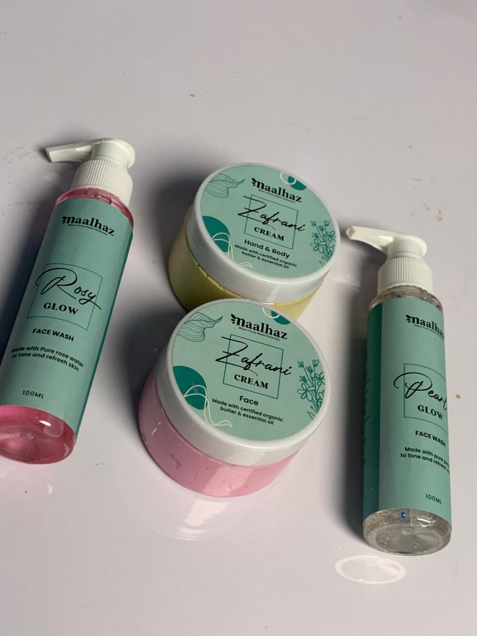 π SPECIAL DEAL - Premium Zafrani Luxury Combo (100g Face Cream + 100g Hand & Body Cream + Pearl & Rosemary Face Wash)