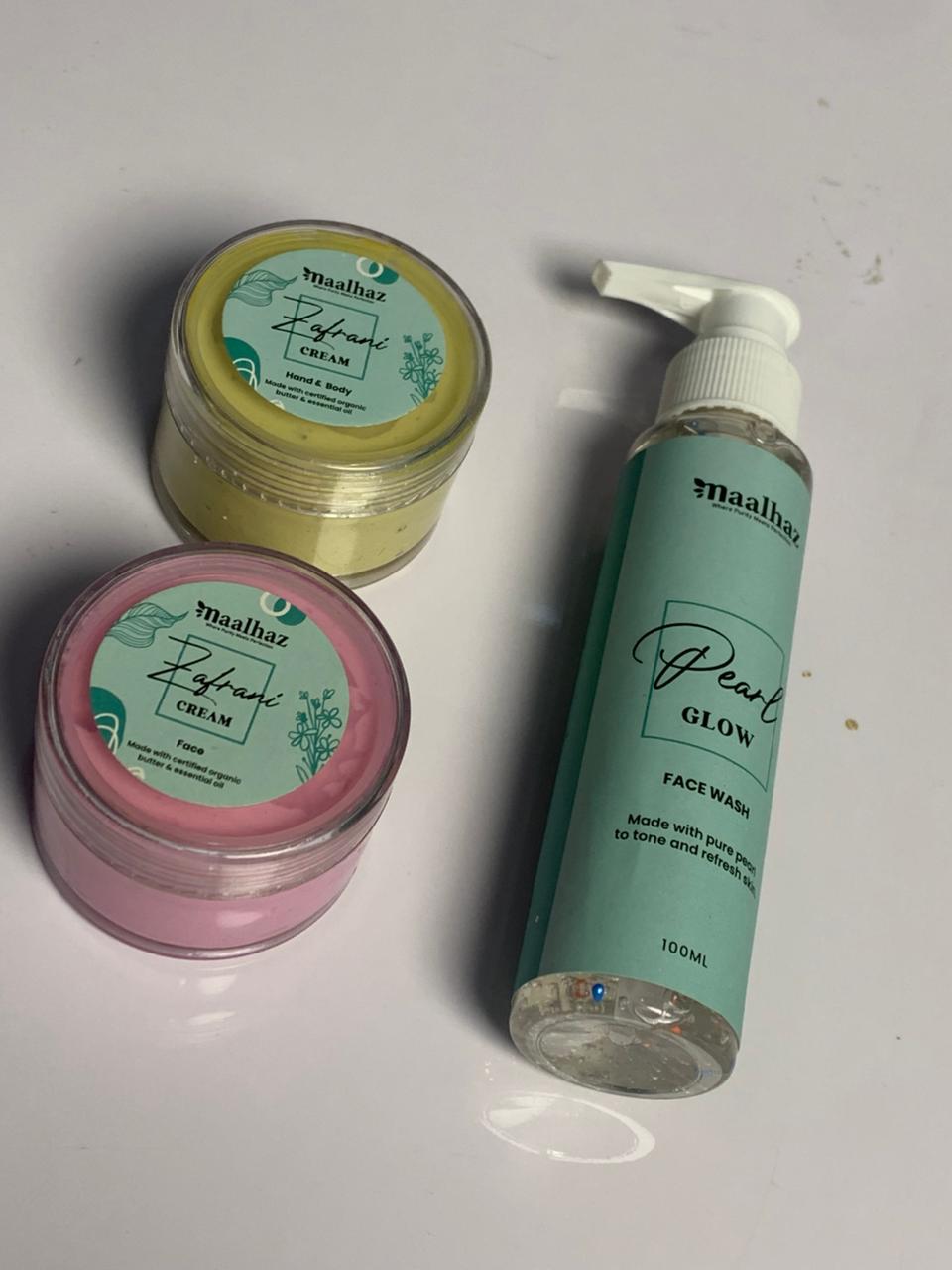 🎁 SPECIAL DEAL - Zafrani Glow Combo Pack (50g Face Cream + 50g Hand & Body Cream + Pearl Face Wash)